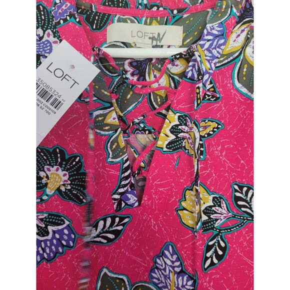 Loft Women's Pink Floral Print Dress size Medium #14 - Picture 3 of 5